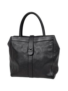 Chanel CC Logo Tote Leather Black